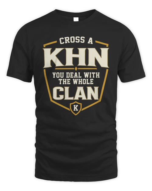 KHN NT1-K008 Cross A/An NAME, You Deal With the Whole Clan | Personalized Vintage T-Shirt - Unisex Standard T-Shirt - Black