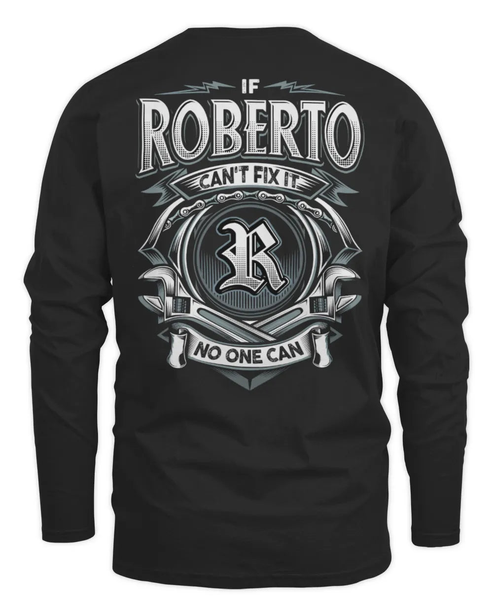 ROBERTO AP81-K4-626 - Personalized Ahmed Quote Apparel “If Ahmed Can't Fix It, No One Can” - Men's Long Sleeved T-Shirt - Black