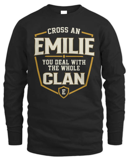 EMILIE NT1-K008 Cross A/An NAME, You Deal With the Whole Clan | Personalized Vintage T-Shirt - Men's Long Sleeved T-Shirt - Black