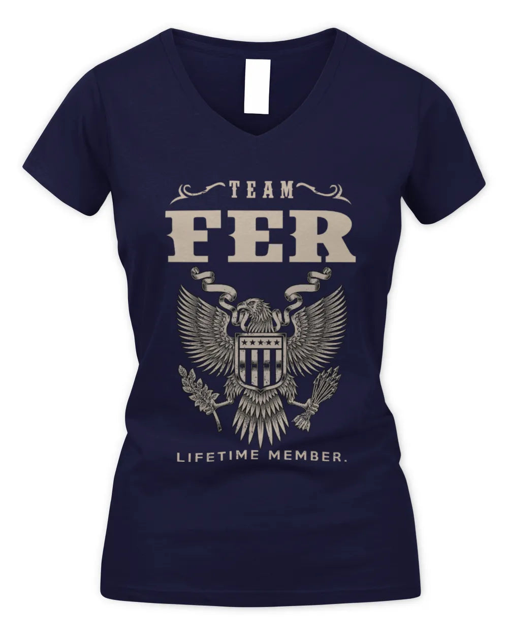 FER TP06-K82 – Personalized Classic Style Apparel “Team NAME Lifetime Member” - Women's V-Neck T-Shirt - Navy