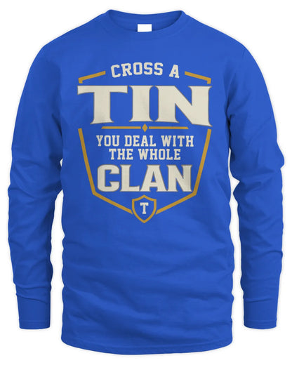 TIN NT1-K008 Cross A/An NAME, You Deal With the Whole Clan | Personalized Vintage T-Shirt - Men's Long Sleeved T-Shirt - Royal