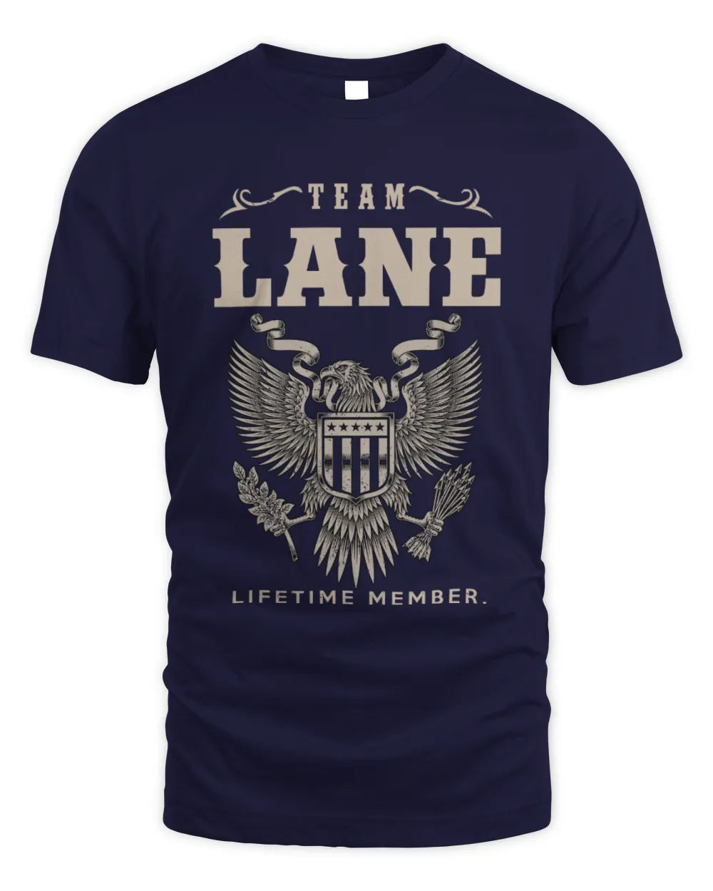 LANE TP06-K82 – Personalized Classic Style Apparel “Team NAME Lifetime Member” - Unisex Standard T-Shirt - Navy