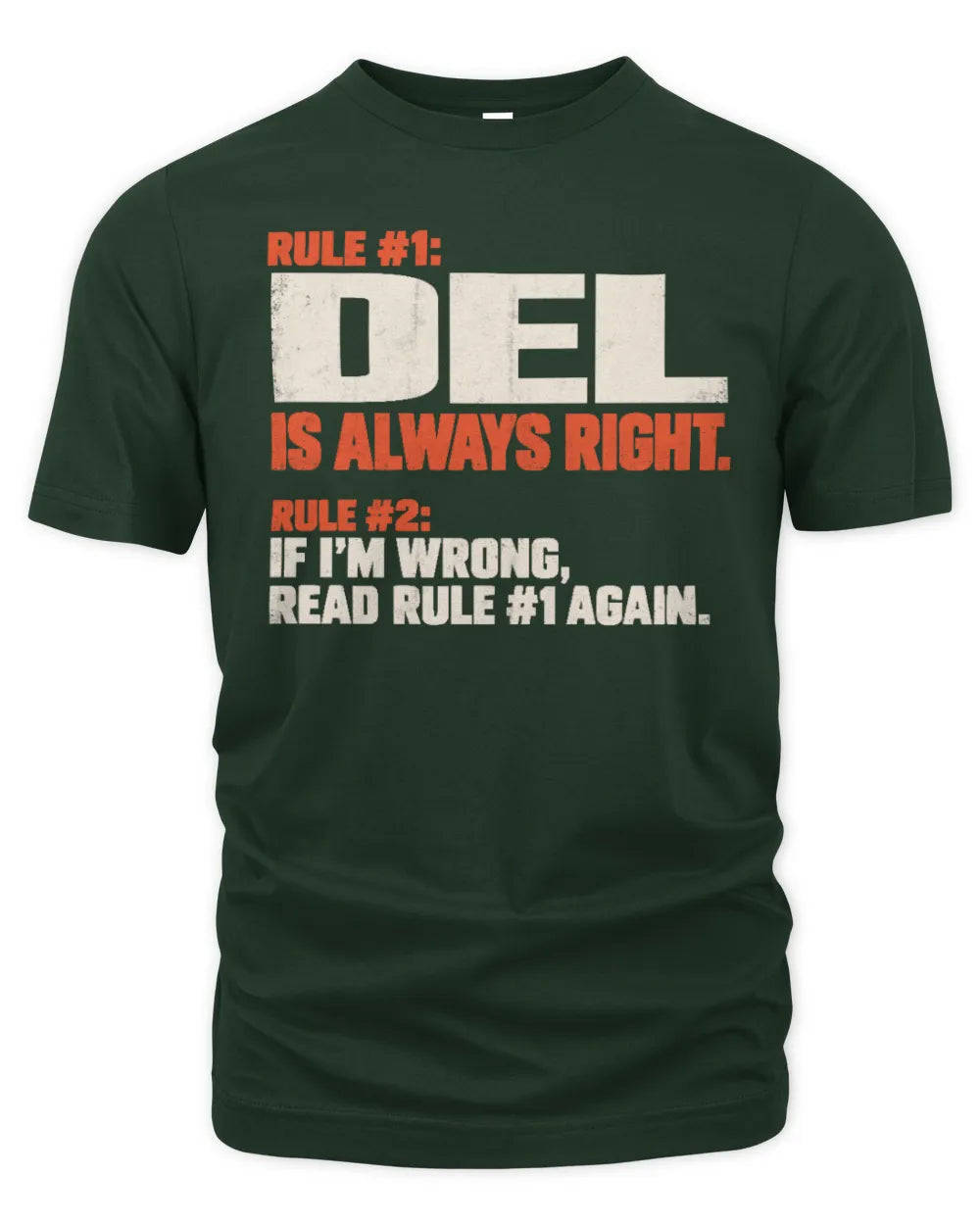 DEL NP1-H006 - Always Right Personalized Name T-Shirt – Funny Custom Name Shirt - Unisex Standard T-Shirt - Forest Green