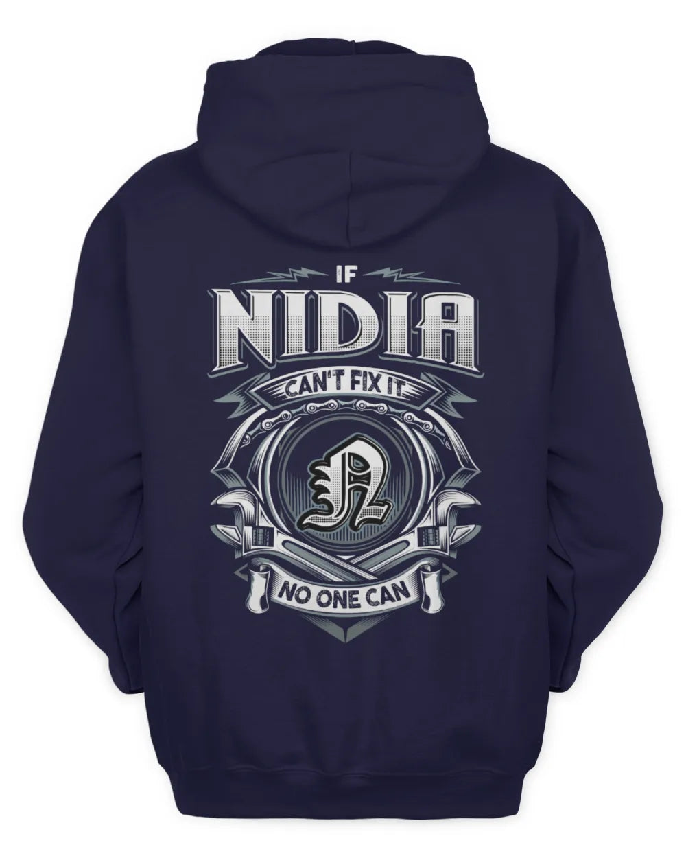 NIDIA AP81-K4-626 - Personalized Ahmed Quote Apparel “If Ahmed Can't Fix It, No One Can” - Unisex Hoodie - Navy