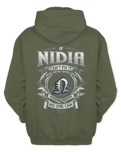 NIDIA AP81-K4-626 - Personalized Ahmed Quote Apparel “If Ahmed Can't Fix It, No One Can” - Unisex Hoodie - Military Green