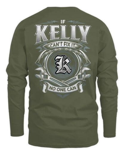 KELLY AP81-K4-626 - Personalized Ahmed Quote Apparel “If Ahmed Can't Fix It, No One Can” - Men's Long Sleeved T-Shirt - Military Green