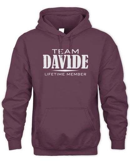 DAVIDE BL62-K4-128 - Personalized “Team NAME Lifetime Member” - Unisex Hoodie - Maroon