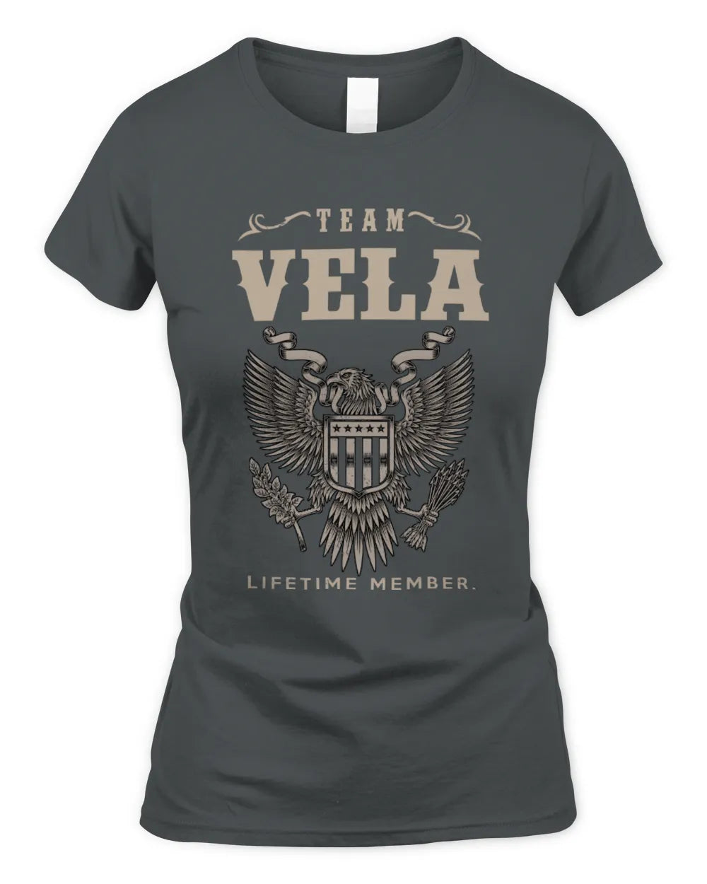 VELA TP06-K82 – Personalized Classic Style Apparel “Team NAME Lifetime Member” - Women's Standard T-Shirt - Charcoal