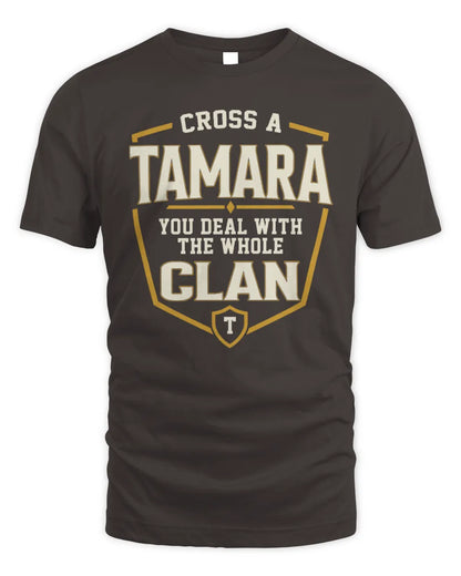 TAMARA NT1-K008 Cross A/An NAME, You Deal With the Whole Clan | Personalized Vintage T-Shirt - Unisex Standard T-Shirt - Dark Chocolate