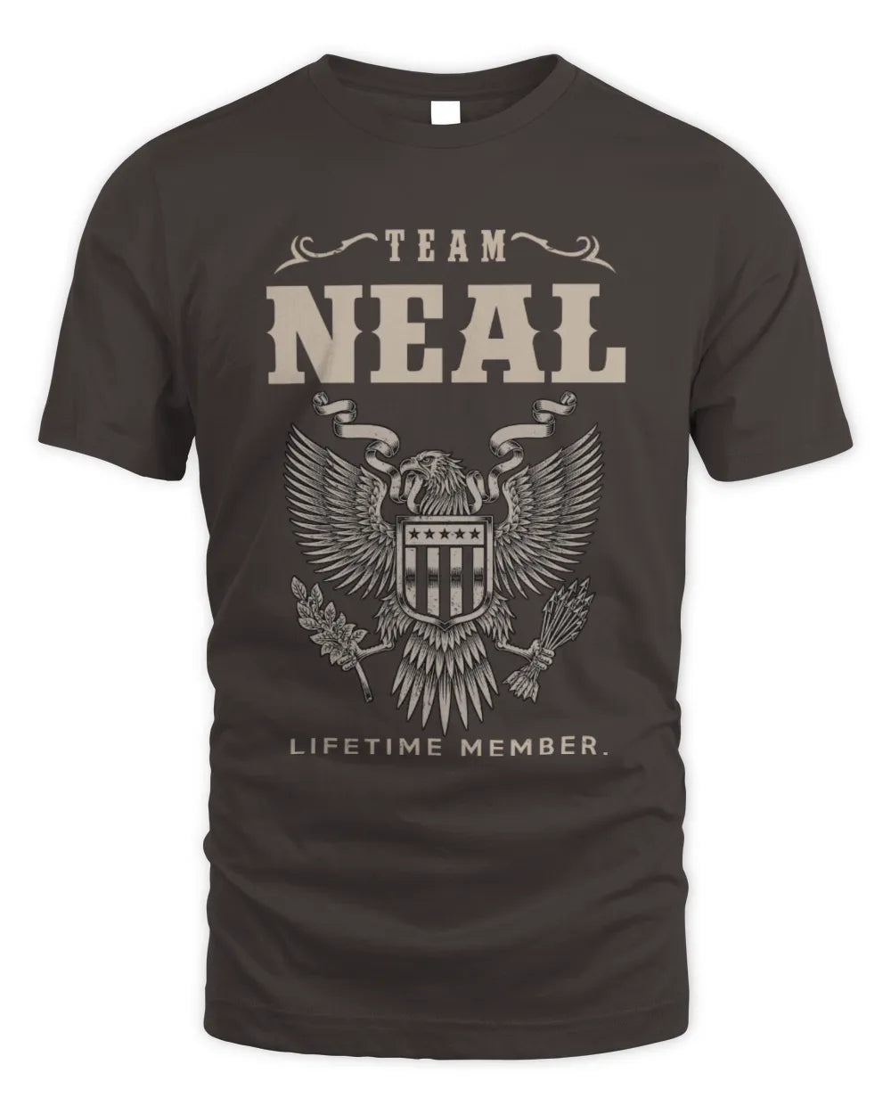 NEAL TP06-K82 – Personalized Classic Style Apparel “Team NAME Lifetime Member” - Unisex Standard T-Shirt - Dark Chocolate