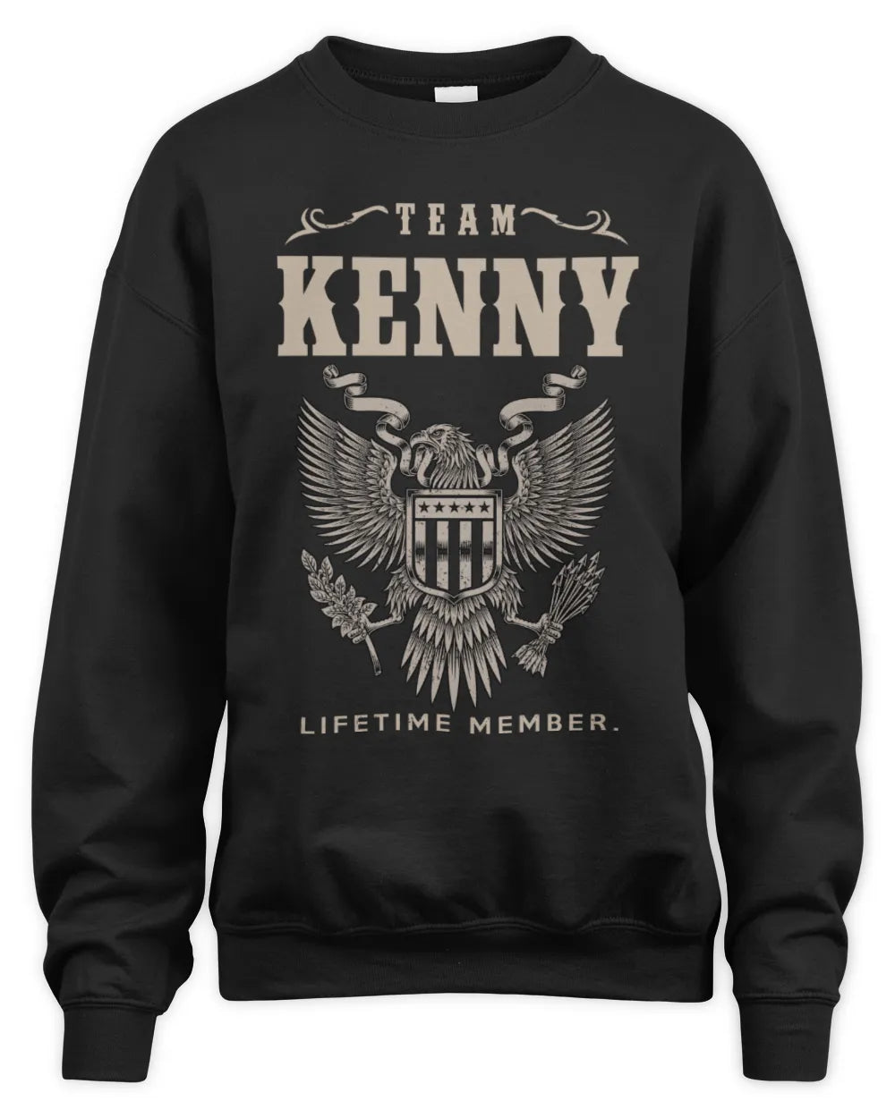 KENNY TP06-K82 – Personalized Classic Style Apparel “Team NAME Lifetime Member” - Unisex Sweatshirt - Black