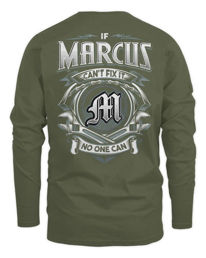MARCUS AP81-K4-626 - Personalized Ahmed Quote Apparel “If Ahmed Can't Fix It, No One Can” - Men's Long Sleeved T-Shirt - Military Green