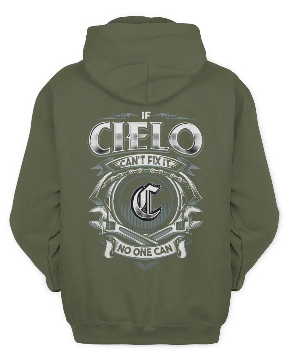 CIELO AP81-K4-626 - Personalized Ahmed Quote Apparel “If Ahmed Can't Fix It, No One Can” - Unisex Hoodie - Military Green