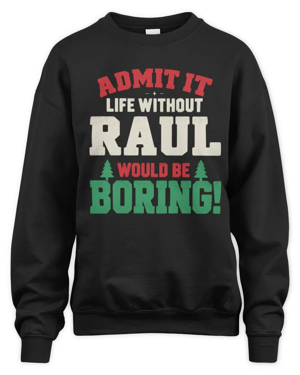 RAUL P5 TH08 Christmas T-Shirt – “Life Without NAME Would Be Boring” - Unisex Sweatshirt - Black