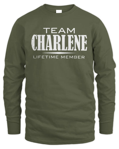 CHARLENE BL62-K4-128 - Personalized “Team NAME Lifetime Member” - Men's Long Sleeved T-Shirt - Military Green
