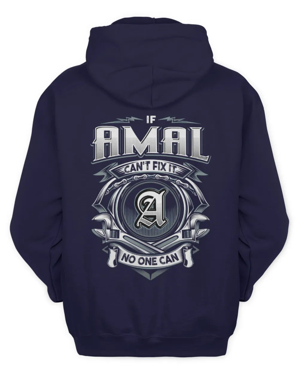 AMAL AP81-K4-626 - Personalized Ahmed Quote Apparel “If Ahmed Can't Fix It, No One Can” - Unisex Hoodie - Navy