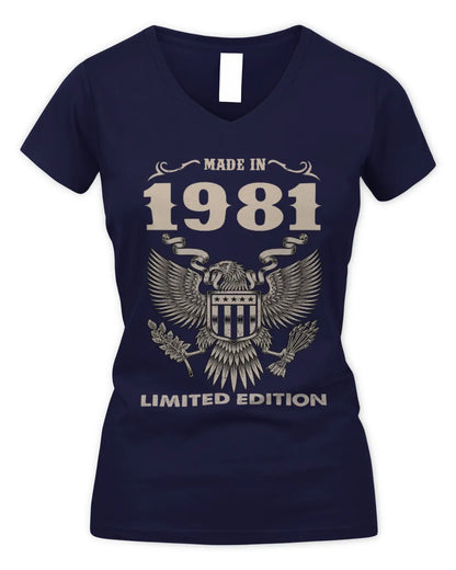 1981 HH89-K2 – Classic Birth Year Limited Edition T-Shirt - Women's V-Neck T-Shirt - Navy