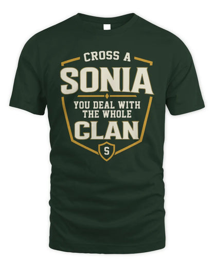 SONIA NT1-K008 Cross A/An NAME, You Deal With the Whole Clan | Personalized Vintage T-Shirt - Unisex Standard T-Shirt - Forest Green