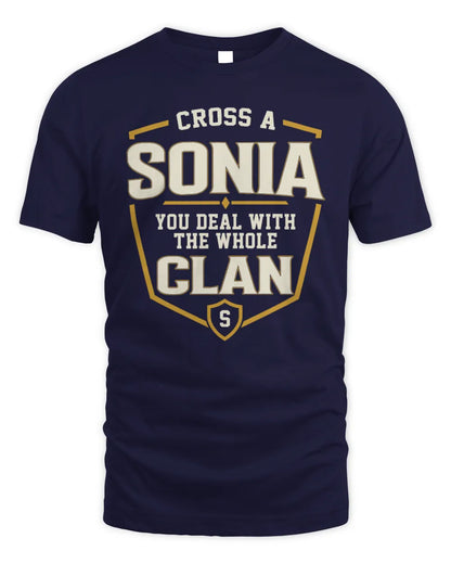 SONIA NT1-K008 Cross A/An NAME, You Deal With the Whole Clan | Personalized Vintage T-Shirt - Unisex Standard T-Shirt - Navy