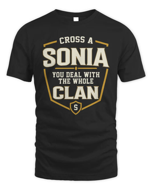 SONIA NT1-K008 Cross A/An NAME, You Deal With the Whole Clan | Personalized Vintage T-Shirt - Unisex Standard T-Shirt - Black