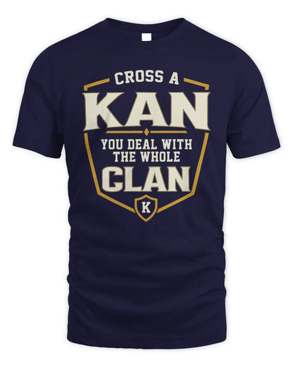 KAN NT1-K008 Cross A/An NAME, You Deal With the Whole Clan | Personalized Vintage T-Shirt - Unisex Standard T-Shirt - Navy