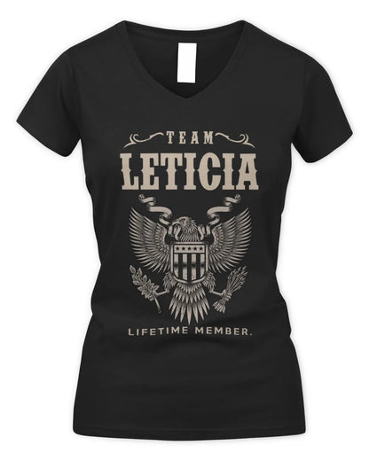 LETICIA TP06-K82 – Personalized Classic Style Apparel “Team NAME Lifetime Member” - Women's V-Neck T-Shirt - Black