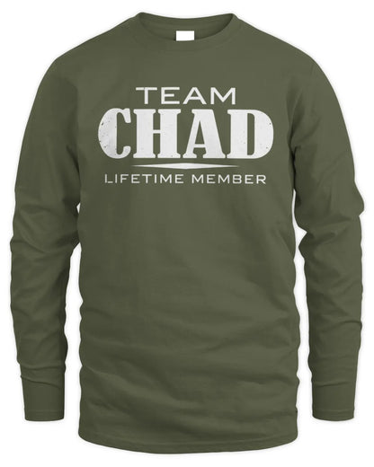 CHAD BL62-K4-128 - Personalized “Team NAME Lifetime Member” - Men's Long Sleeved T-Shirt - Military Green