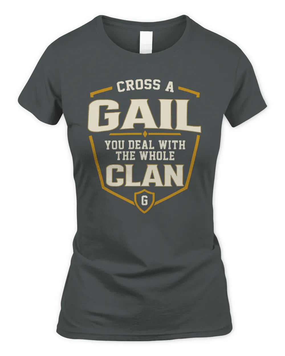 GAIL NT1-K008 Cross A/An NAME, You Deal With the Whole Clan | Personalized Vintage T-Shirt - Women's Standard T-Shirt - Charcoal