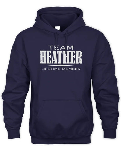 HEATHER BL62-K4-128 - Personalized “Team NAME Lifetime Member” - Unisex Hoodie - Navy