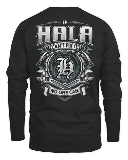 HALA AP81-K4-626 - Personalized Ahmed Quote Apparel “If Ahmed Can't Fix It, No One Can” - Men's Long Sleeved T-Shirt - Black