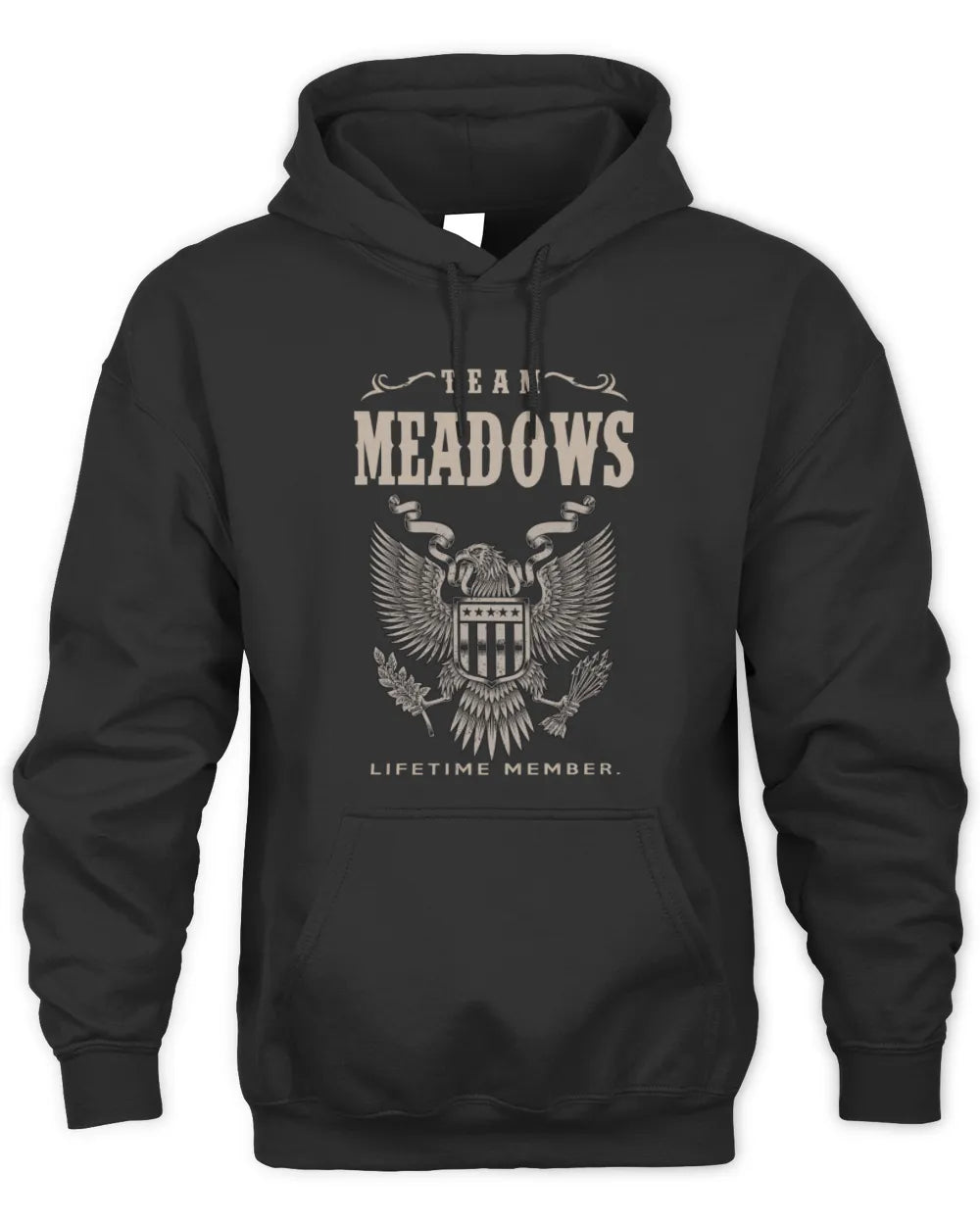 MEADOWS TP06-K82 – Personalized Classic Style Apparel “Team NAME Lifetime Member” - Unisex Hoodie - Black