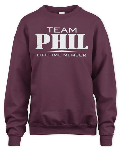 PHIL BL62-K4-128 - Personalized “Team NAME Lifetime Member” - Unisex Sweatshirt - Maroon