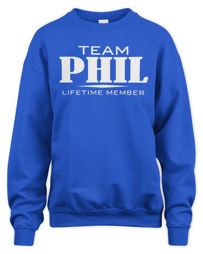PHIL BL62-K4-128 - Personalized “Team NAME Lifetime Member” - Unisex Sweatshirt - Royal
