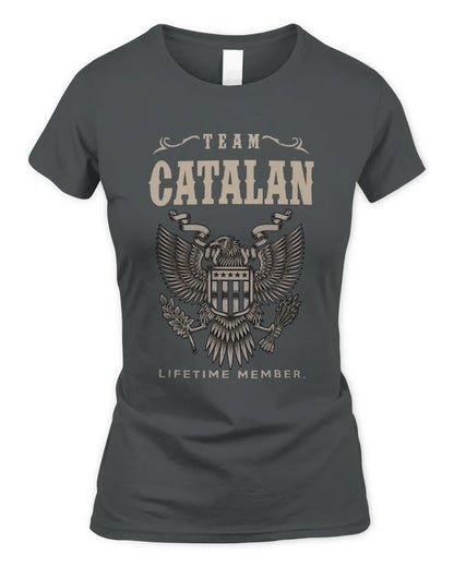 CATALAN TP06-K82 – Personalized Classic Style Apparel “Team NAME Lifetime Member” - Women's Standard T-Shirt - Charcoal