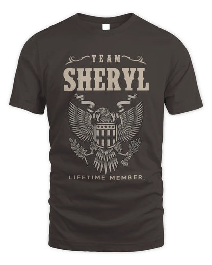 SHERYL TP06-K82 – Personalized Classic Style Apparel “Team NAME Lifetime Member” - Unisex Standard T-Shirt - Dark Chocolate