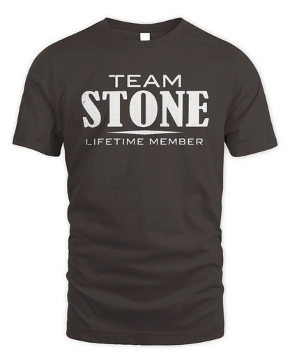 STONE BL62-K4-128 - Personalized “Team NAME Lifetime Member” - Unisex Standard T-Shirt - Dark Chocolate