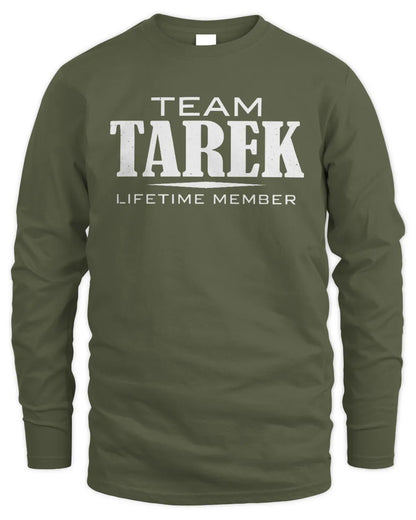 TAREK BL62-K4-128 - Personalized “Team NAME Lifetime Member” - Men's Long Sleeved T-Shirt - Military Green