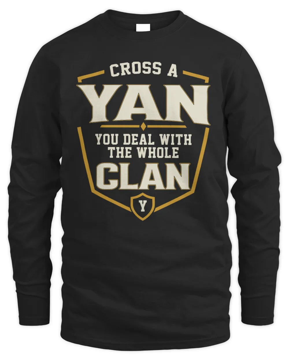 YAN NT1-K008 Cross A/An NAME, You Deal With the Whole Clan | Personalized Vintage T-Shirt - Men's Long Sleeved T-Shirt - Black
