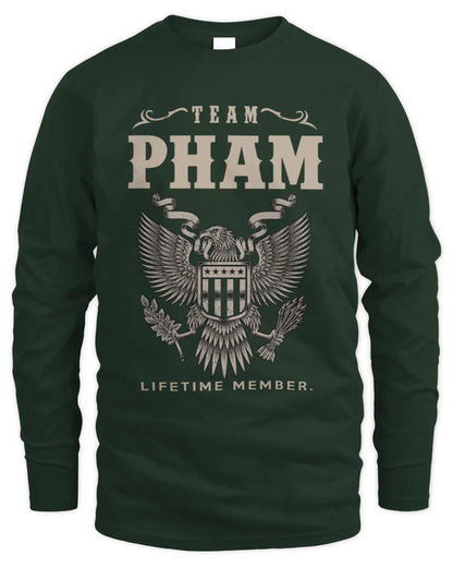 PHAM TP06-K82 – Personalized Classic Style Apparel “Team NAME Lifetime Member” - Men's Long Sleeved T-Shirt - Forest Green
