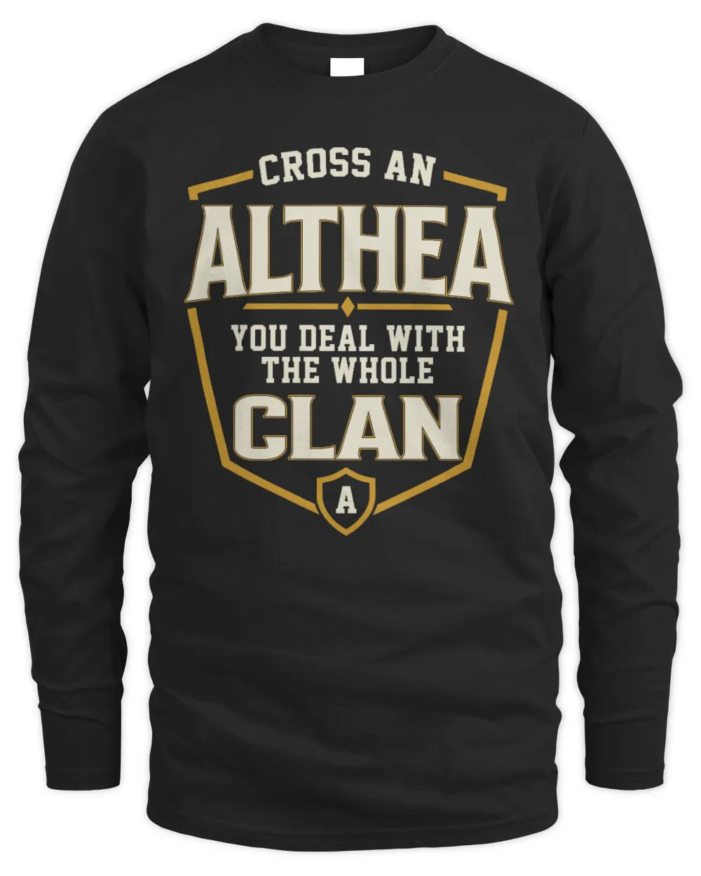 ALTHEA NT1-K008 Cross A/An NAME, You Deal With the Whole Clan | Personalized Vintage T-Shirt - Men's Long Sleeved T-Shirt - Black