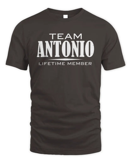 ANTONIO BL62-K4-128 - Personalized “Team NAME Lifetime Member” - Unisex Standard T-Shirt - Dark Chocolate