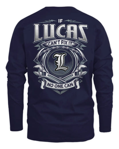 LUCAS AP81-K4-626 - Personalized Ahmed Quote Apparel “If Ahmed Can't Fix It, No One Can” - Men's Long Sleeved T-Shirt - Navy