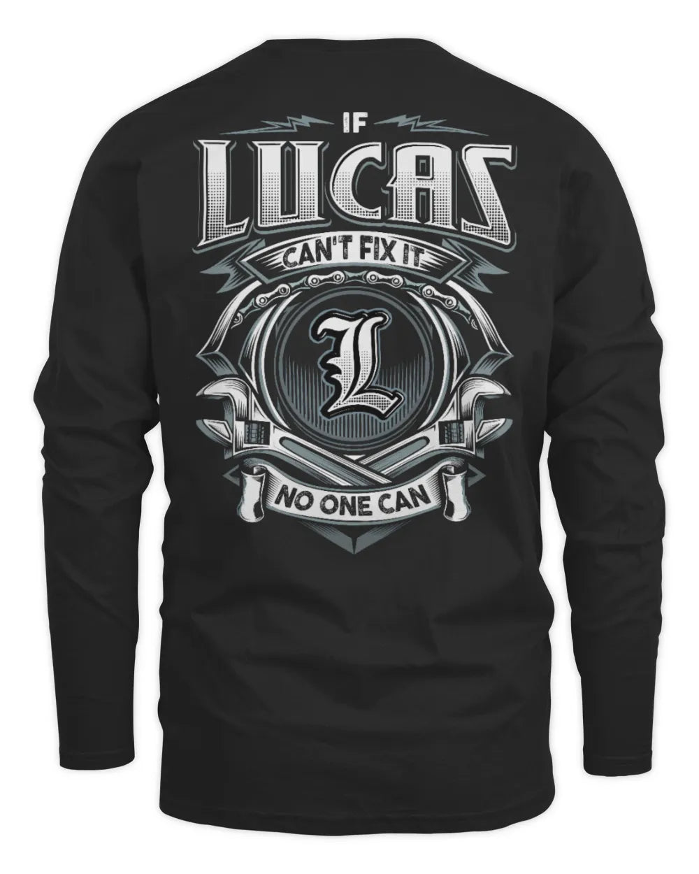 LUCAS AP81-K4-626 - Personalized Ahmed Quote Apparel “If Ahmed Can't Fix It, No One Can” - Men's Long Sleeved T-Shirt - Black