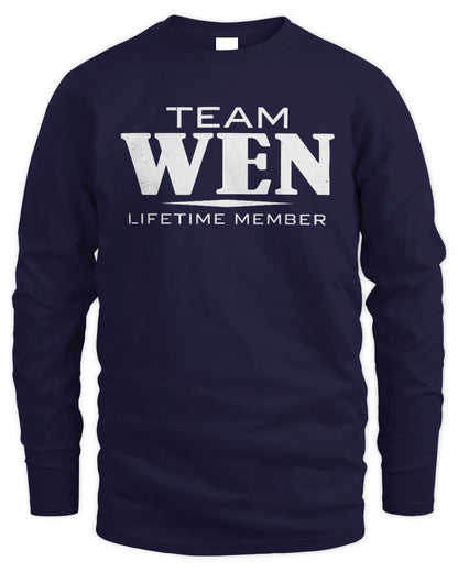 WEN BL62-K4-128 - Personalized “Team NAME Lifetime Member” - Men's Long Sleeved T-Shirt - Navy