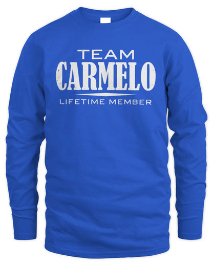 CARMELO BL62-K4-128 - Personalized “Team NAME Lifetime Member” - Men's Long Sleeved T-Shirt - Royal
