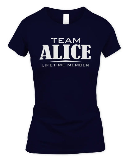 ALICE BL62-K4-128 - Personalized “Team NAME Lifetime Member” - Women's Standard T-Shirt - Navy