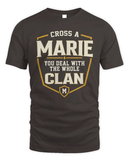 MARIE NT1-K008 Cross A/An NAME, You Deal With the Whole Clan | Personalized Vintage T-Shirt - Unisex Standard T-Shirt - Dark Chocolate