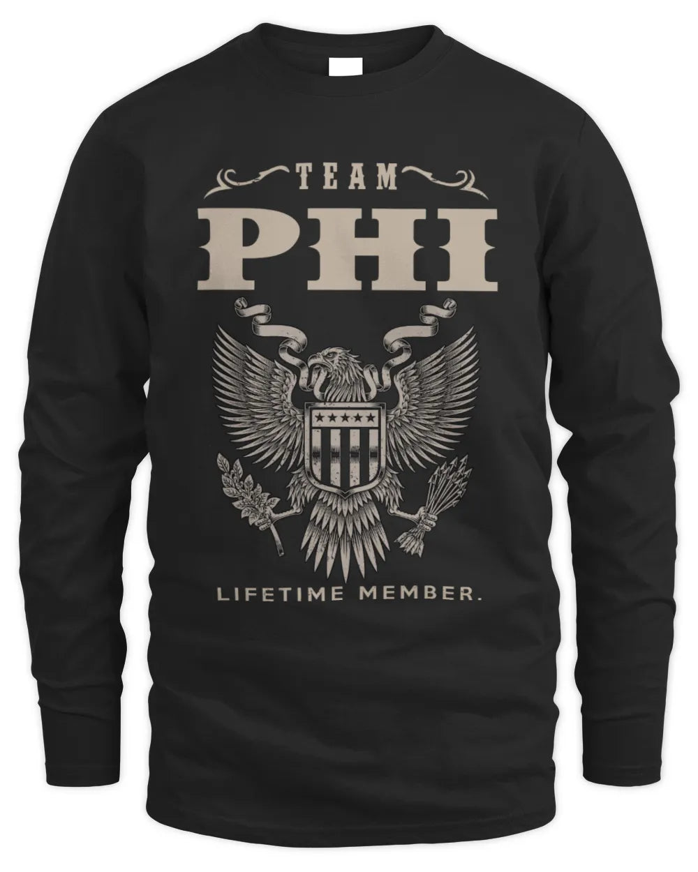 PHI TP06-K82 – Personalized Classic Style Apparel “Team NAME Lifetime Member” - Men's Long Sleeved T-Shirt - Black