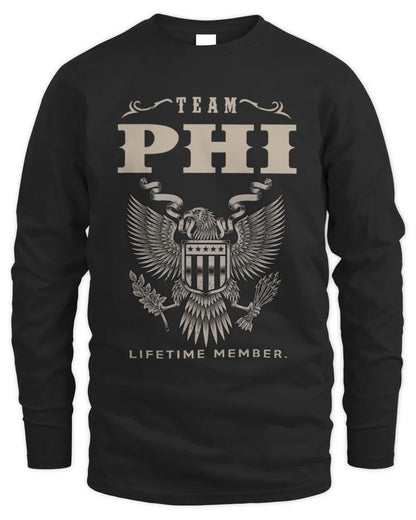 PHI TP06-K82 – Personalized Classic Style Apparel “Team NAME Lifetime Member” - Men's Long Sleeved T-Shirt - Black