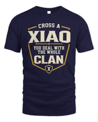 XIAO NT1-K008 Cross A/An NAME, You Deal With the Whole Clan | Personalized Vintage T-Shirt - Unisex Standard T-Shirt - Navy